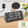 DreamSky Digital Alarm Clocks for Bedrooms Wooden Desk Clock with Date Day of Week USB Port Temperature Dimmer for Bedsi