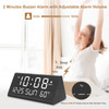 DreamSky Digital Alarm Clocks for Bedrooms Wooden Desk Clock with Date Day of Week USB Port Temperature Dimmer for Bedsi