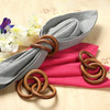 ALPHA Living HOME Set of 12 Decorative Wooden Napkin Rings Handcrafted Three Ring Napkin Holder for Tabletop Decor for E