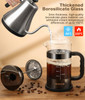 French Press Coffee Maker 34oz Classic Coffee Press Heatresistant Borosilicate Glass Coffee Pot with 4Level Disassemble
