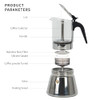 LAOION Stovetop Espresso Maker 6Cup 240ml Classic Moka Pot Crystal Glasstop Stainless Steel Coffee Maker Mocha Pot Greca
