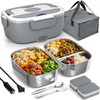 Sitlais Heated Lunch Box for MenWomen 80W Electric Lunch Box for Adults with Dual 15L 304 Stainless Steel Containers Fas