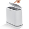 funest Bathroom Trash Can 33 Gallon Slim Trash Can with Lid Adsorption Garbage Can with PressTop Lid Small White Narrow