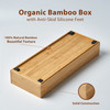 Umilife Bamboo Kitchen Drawer Organizer Boxes with AntiSkid Silicone Feet 2pcs Stackable Storage Bins for Kitchen Utensi
