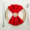 Hotop 36 Pcs Gold Napkin Rings Pearls and Flower Napkin Buckles Rhinestone Bling Round Holders for Wedding Party Dinner