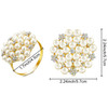 Hotop 36 Pcs Gold Napkin Rings Pearls and Flower Napkin Buckles Rhinestone Bling Round Holders for Wedding Party Dinner