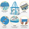 BALEINE 3Pk Reusable Grocery Bags Foldable Shopping Bags for Groceries with Reinforced Bottom Handles Island Breeze