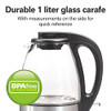 Hamilton Beach Glass Electric Tea Kettle Water Boiler Heater 1 Liter 1500 Watts for Fast Boiling BPA Free Cordless Servi