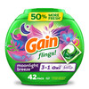 Gain Flings Laundry Detergent Pacs 42 Count Moonlight Breeze Scent 3 in 1 HE Detergent Pacs with Oxi Boost and Febreeze