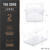 BINO Plastic Storage Bins Large 2 Pack Clear THE SOHO COLLECTION Pantry Organizers and Storage Containers Fridge Organiz