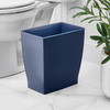 iDesign Small Plastic Bathroom Trash Can Slim Rectangle Garbage Bin for Bedroom Office Dorm Navy Blue