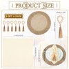 Gejoy Round Burlap Placemats Wood Bead Napkin Rings with Dinner Napkins Cloth Jute Heat Resistant Placemats Boho Wooden