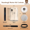 ABIOTO Sourdough Starter Jar Kit Includes 34 oz Sourdough Starter Jar with Metallic Lid Silicone Spatula Feeding Tracker