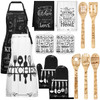 Bencailor 13 Pcs Christmas Kitchen Sets Christmas Aprons Oven Mitts and Pot Holders Dish Towels Wooden Spoons for Xmas G