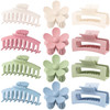 Large Hair Claw Clips 12 Pack, Flower Hair Clips for Thin Hair, Big Square Matte Strong hold for Thick Hair, 3 Styles Hair Clips for Women Thick Hair