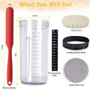 Sourdough Starter Jar Kit 650ml Sourdough Starter Jar With Thermometer Silicone Scraper Cloth Cover And Aluminum Lid Reu