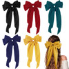 Large Satin Layered Hair Bows Hair Barrettes Clip Long Ribbon Bows Silky Bowknot with long Tail French Style Hair Accessories for Women Girls, 5 Colo