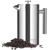 MuellerLiving French Press Coffee Maker 34oz Stainless Steel French Press Coffee 4 Filter Heat Resistant Double Insulate