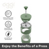 Oggi French Press Coffee Maker 12oz Borosilicate Glass Coffee Press Single Cup French Press 3 cup Capacity Olive