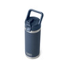 YETI Rambler 18 oz Bottle Vacuum Insulated Stainless Steel with Straw Cap Navy