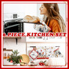 Bencailor 6 Pcs Rooster Kitchen Towels Pot Holders and Oven Mitts Set Chicken Dish Towel Farm Heat Resistant Oven Gloves