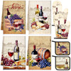 Bencailor 8 Pcs Kitchen Towel Pot Holders and Oven Mitts Set Kitchen Decoration 4 Dish Towels 2 Retro Oven Mitts 2 Potho