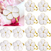 Patelai 6 Pcs White Flower Napkin Rings Bulk Holiday Gold Cloth Napkin Rings Floral Serviette Buckles Party Table Decor