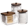 Tbestmax Qtips Holder Bathroom Container 10 OZ Cotton BallSwabs Dispenser Apothecary Jar Organizer for Storage Brown Woo