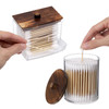 Tbestmax Qtips Holder Bathroom Container 10 OZ Cotton BallSwabs Dispenser Apothecary Jar Organizer for Storage Brown Woo