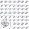 Hotop 48 Pcs Silver Holiday Napkin Rings Set Silver Bling Winter Napkin Rings Bulk Metal Leaves Holders Rhinestone Buckl
