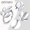 Hotop 12 Pcs Leaf Napkin Rings Set Silver Metal Napkins Rings Holders Bulk Glossy Table Adornment for Vintage Wedding Br