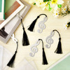 Gueevin 48 Pcs Music Gift Note Bookmarks Music Themed Party Favors Metal Musical Bookmarks with Silk Tassels and Organza