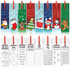 Jetec 80 Pcs Merry Christmas Color Your Own Bookmarks with Ribbon Bulk DIY Coloring Theme Blank Elk Bookmarks with Snowm