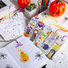 Skyygemm 80 Pcs Color Your Own Halloween Bookmarks with Ribbon Bulk DIY Coloring Bookmark Happy Halloween Black Cat Bat