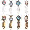SUNNYCLUE 16PCS 8 Styles Mixed Color Bookmark Pendant Tray Kit Include 8pcs Oval Round Metal Bookmark Cabochon Setting w