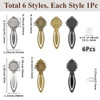 SUNNYCLUE 1 Box 6 Styles Retro Vintage Bookmarks Alloy Bookmark Metal Vintage Black Bronze Silver Tray Bezel Blank Books