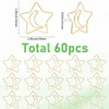 SUNNYCLUE 60Pcs Star Moon Paper Clips Mini Gold Bookmarks Bulk Metal Stars Shaped Decorative Document Paperclips Planner