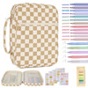 Bible Cover Case for Women Corduroy Bible Case for Girls Checkered Large Bible Cover with Handle Bible Study Supplies Ac