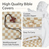Bible Cover Case for Women Corduroy Bible Case for Girls Checkered Large Bible Cover with Handle Bible Study Supplies Ac