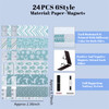 24Pcs Magnetic Bookmarks Blue Graphics Magnet Page Markers Magnetic Page Clips Creative Blue Bookmark Set for Women Men