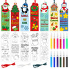 ANGOLIO 135Pcs Merry Christmas Color Your Own Bookmarks for Kids DIY Coloring Blank Bookmark with Snowman Christmas Tree