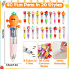 80 Pcs Cute Multicolor Pens with Fruit Food Bookmarks Silicone Pen and Motivational Bookmark Set Appreciation Gift Lovel