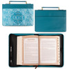 Christian Art Gifts Teal Vegan Leather Fashion Bible Cover for Women Gods Grace Be with You Inspirational Book Carry Cas
