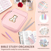 WOBAGMEN Bible Cover for WomenPink PU Leather Personalized Bible Case with Bible Study SuppliesIncluding Tabs and Highli