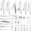 SUNNYCLUE 1 Box 6 Sets Metal Bookmark Making Kit Bookmark Making Kits Silver Agate Crystal Vintage Birds Flowers Spring