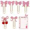 Skyygemm 6 Pcs Pink Bow Paper Clips Cute Large Paperclips Coquette Metal Paper Clip Preppy Bookmarks Planner Clips for O