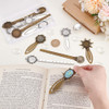 PH PandaHall 14 Sets Bookmark Tray Ruler Bookmark Vintage Style Metal Bookmarks Blanks Pendant Bookmarks with Cabochon S