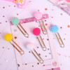 NUOBESTY 30pcs Plush Ball Paper Clips Colored Paper Clips Decorative Paper Clip Mini Bookmark Paper Clips for Paper Offi