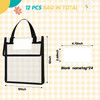 Teling 12 Pack Thick Clear Book Pouches with Blank Name Tags and Handles Book Baggies Bags Bins Organizer for School Cla