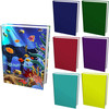 Jumbo Stretchable Book Cover Solid Color 7 Pack Plus Fun Fish Print Fits Hardcover Textbooks 9 x 11 and Larger Reusable